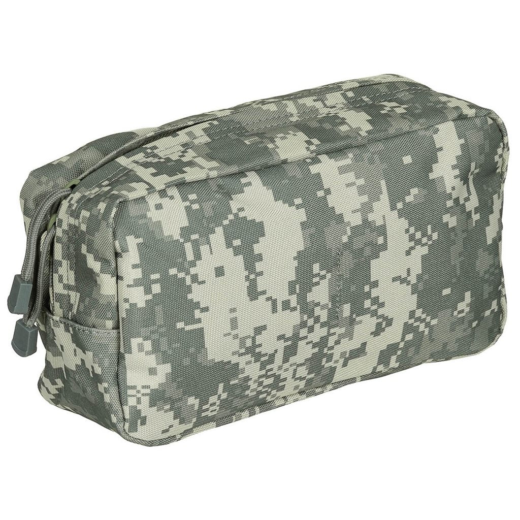 Funda multiusos MOLLE grande negra MAX-FUCHS vista frontal con correas MOLLE y cremallera