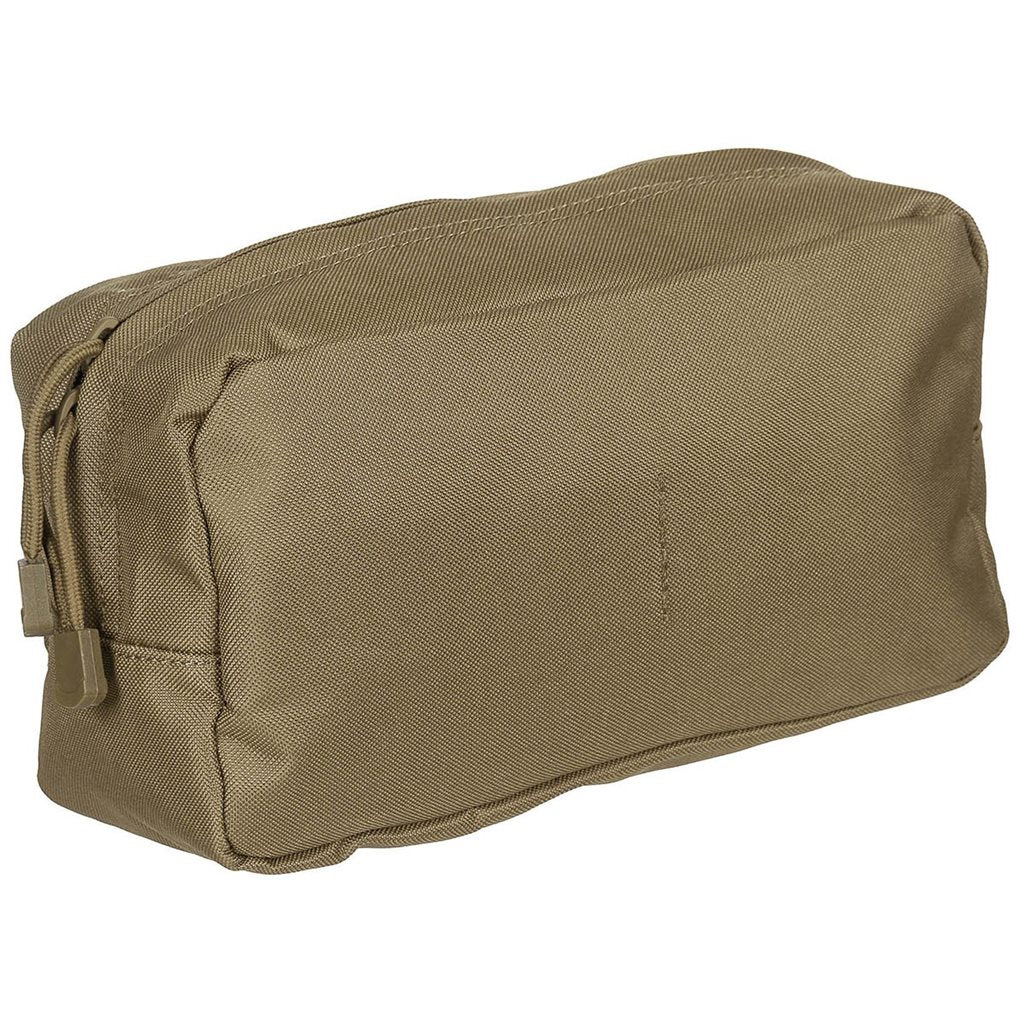 Funda multiusos MOLLE grande negra MAX-FUCHS vista frontal con correas MOLLE y cremallera