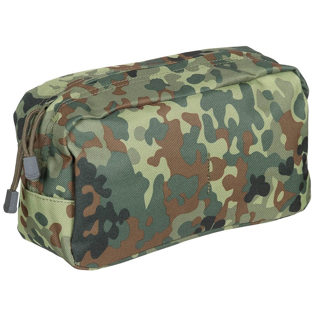 Funda multiusos MOLLE grande negra MAX-FUCHS vista frontal con correas MOLLE y cremallera