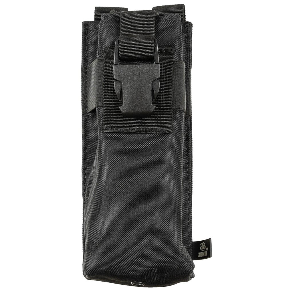 Funda para radio MOLLE negra, cierre con hebilla de plástico, 9 x 5 x 20 cm