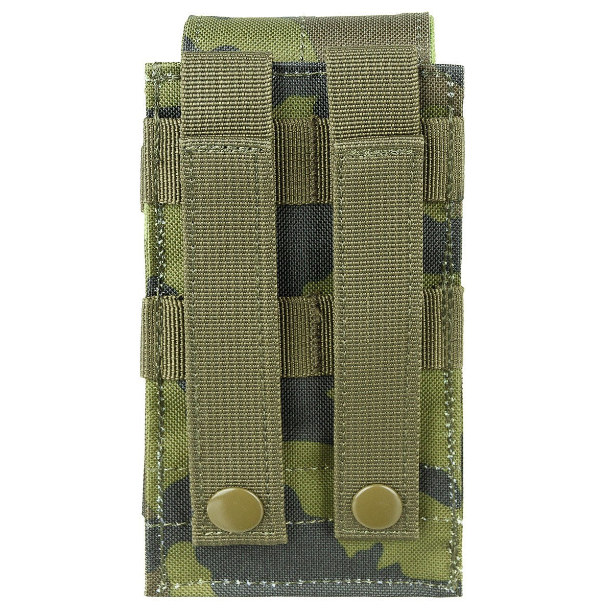 Funda MOLLE para cargador M4/M16 negra, vista frontal con cierre de velcro