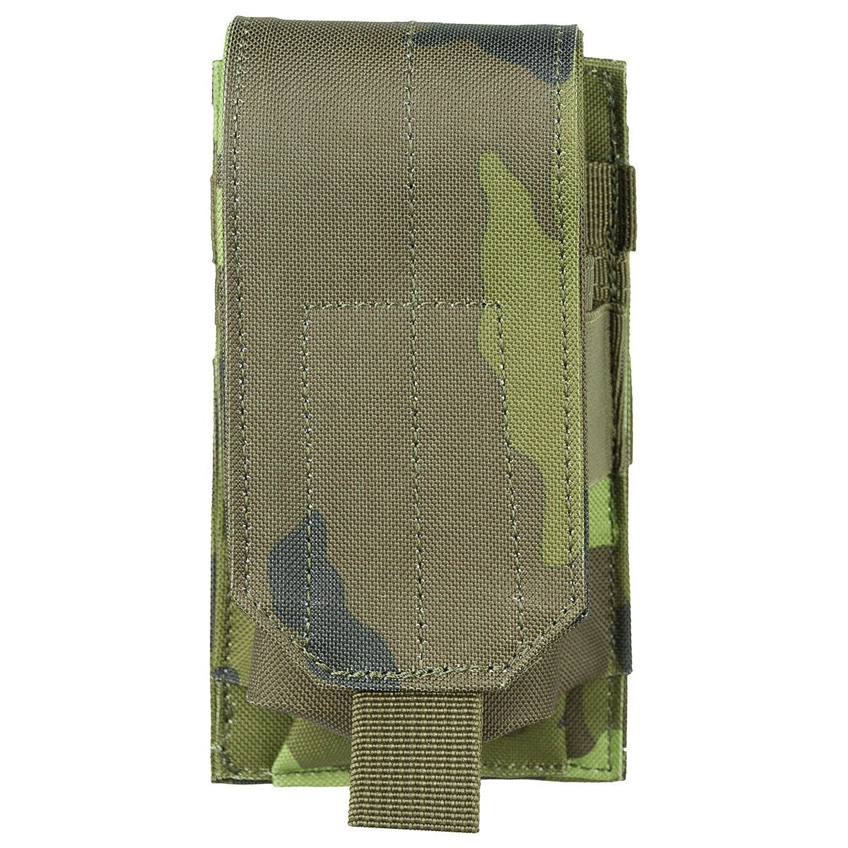 Funda MOLLE para cargador M4/M16 negra, vista frontal con cierre de velcro