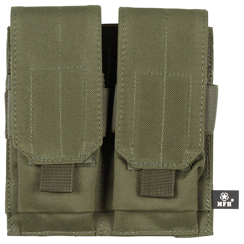 Portacargadores MOLLE doble para cargadores M4/M16 Flecktarn, nylon 100% y cierre de velcro