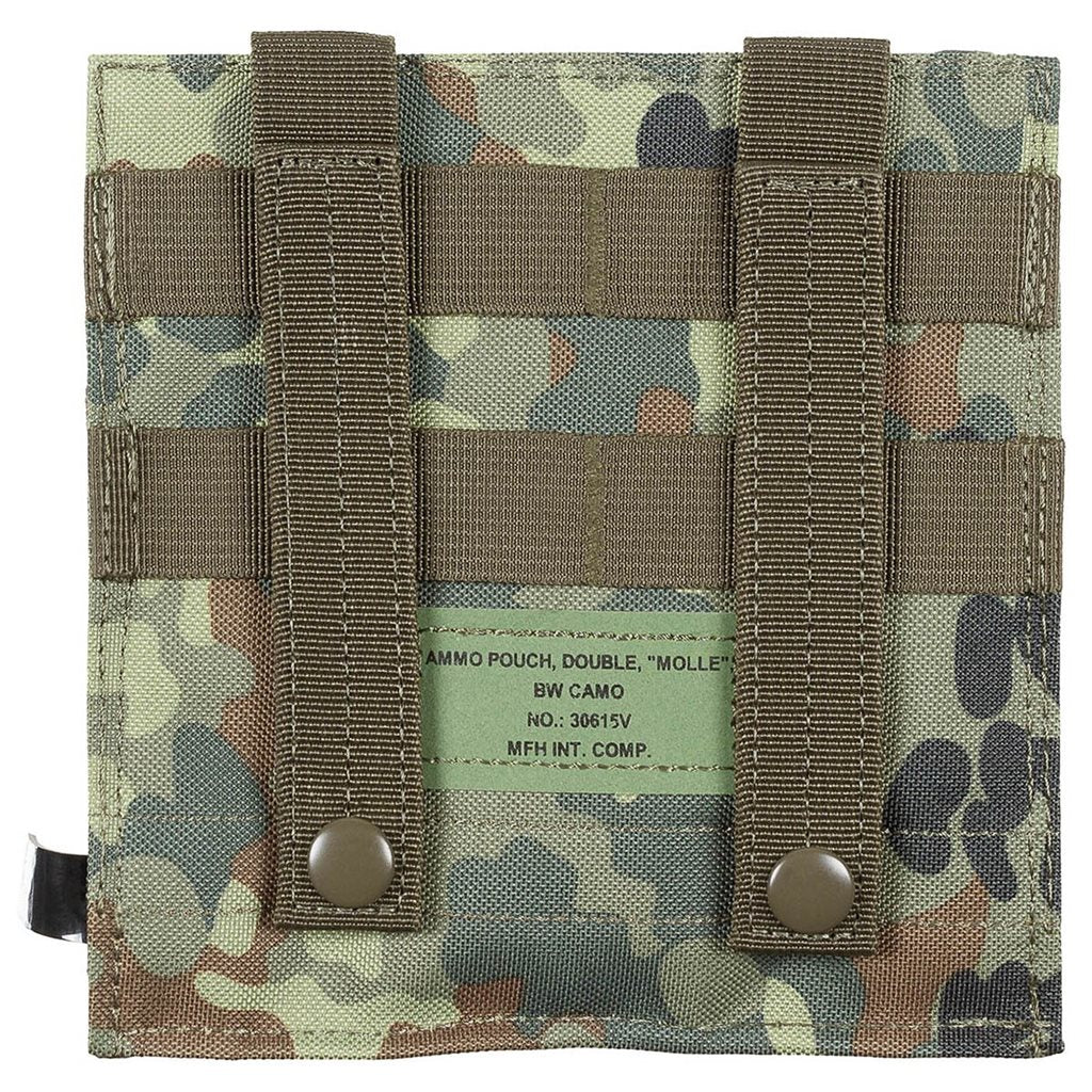 Portacargadores MOLLE doble para cargadores M4/M16 Flecktarn, nylon 100% y cierre de velcro