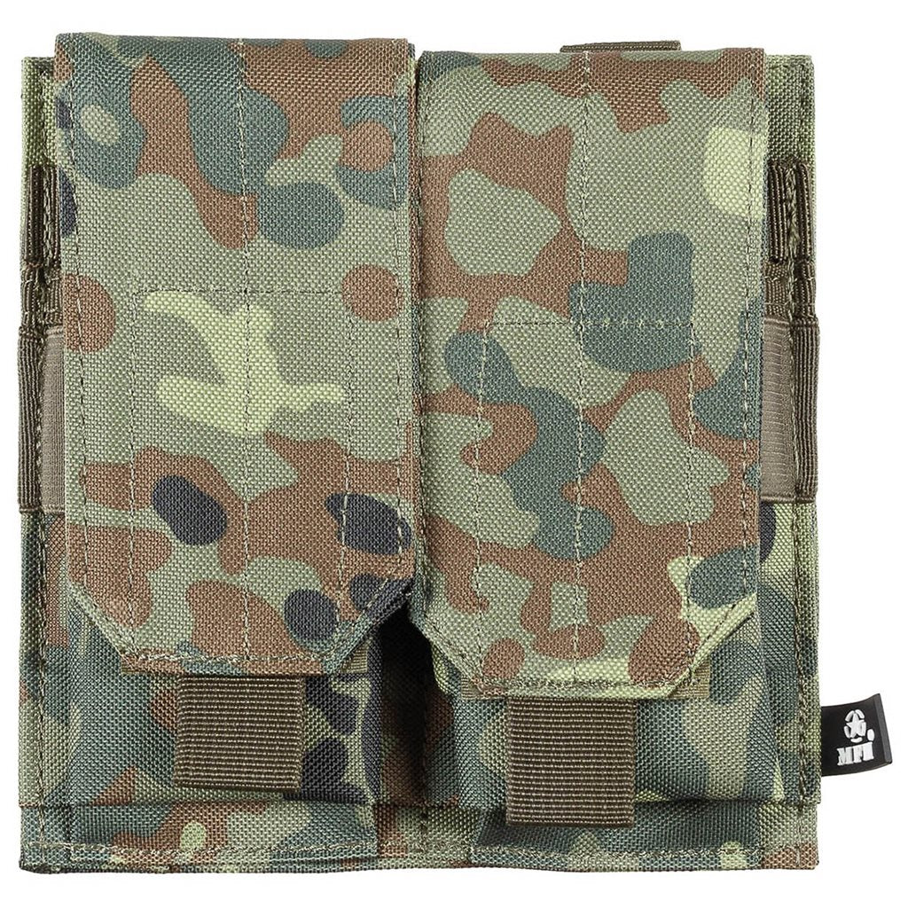 Portacargadores MOLLE doble para cargadores M4/M16 Flecktarn, nylon 100% y cierre de velcro