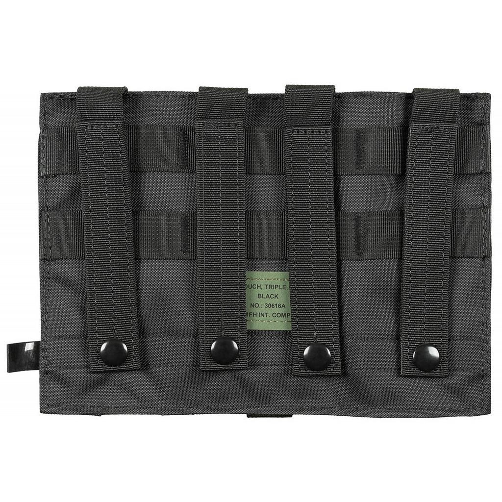 Funda MOLLE para cargadores M4/M16 triple negra en nylon con cierre de velcro