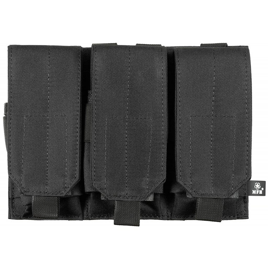 Funda MOLLE para cargadores M4/M16 triple negra en nylon con cierre de velcro