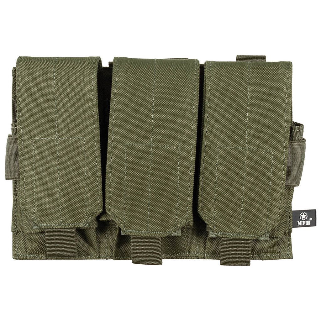 Funda MOLLE para cargadores M4/M16 triple negra en nylon con cierre de velcro