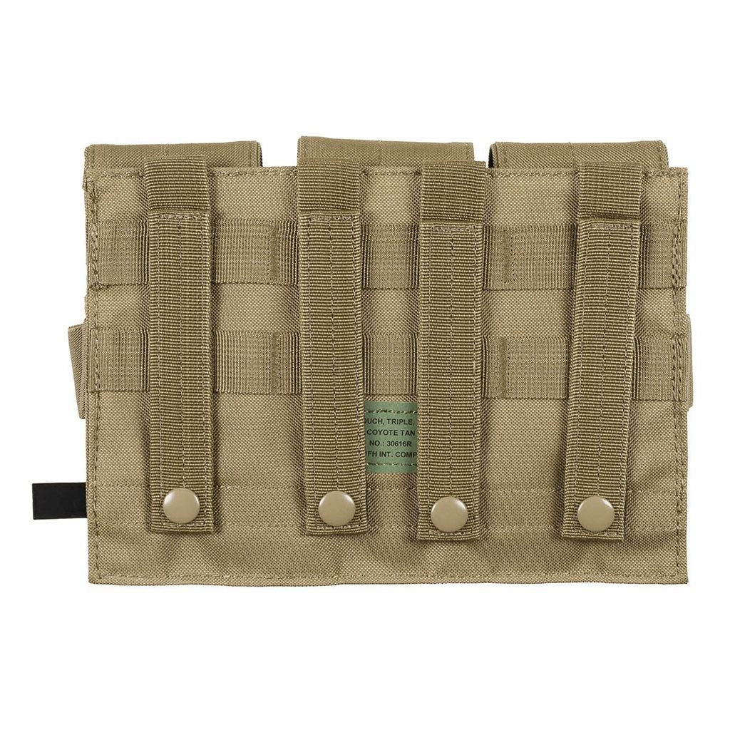 Funda MOLLE para cargadores M4/M16 triple negra en nylon con cierre de velcro