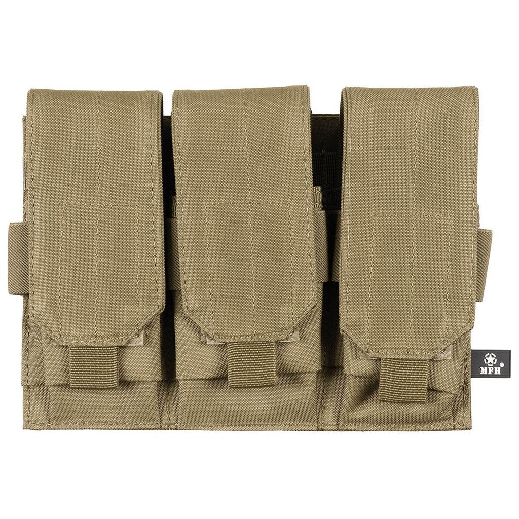 Funda MOLLE para cargadores M4/M16 triple negra en nylon con cierre de velcro