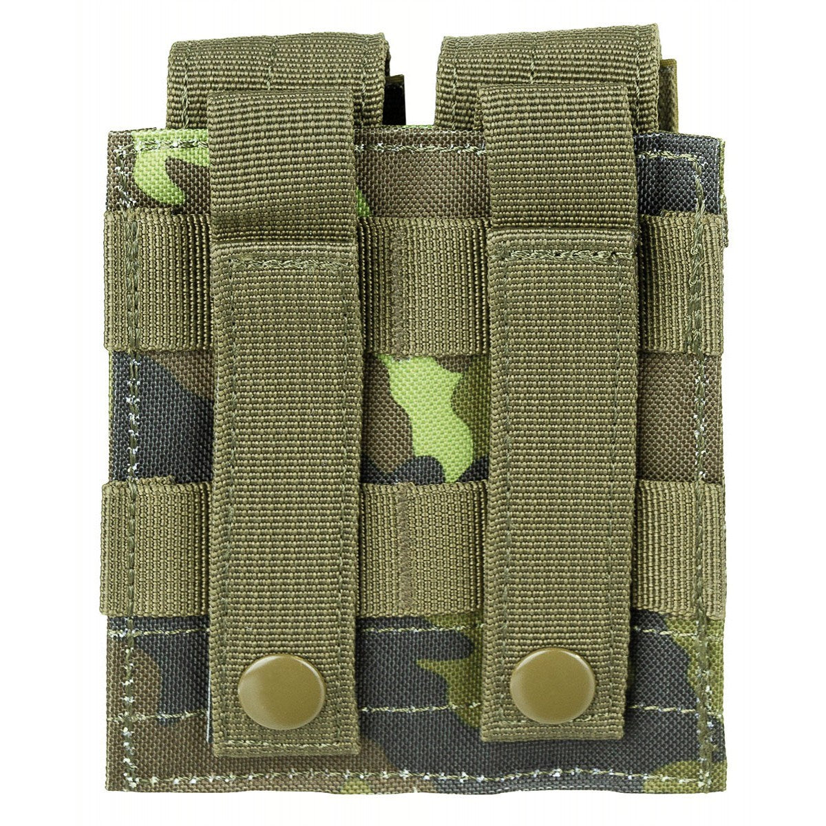 Funda MOLLE para dos cargadores de pistola, color negra, cierre de velcro