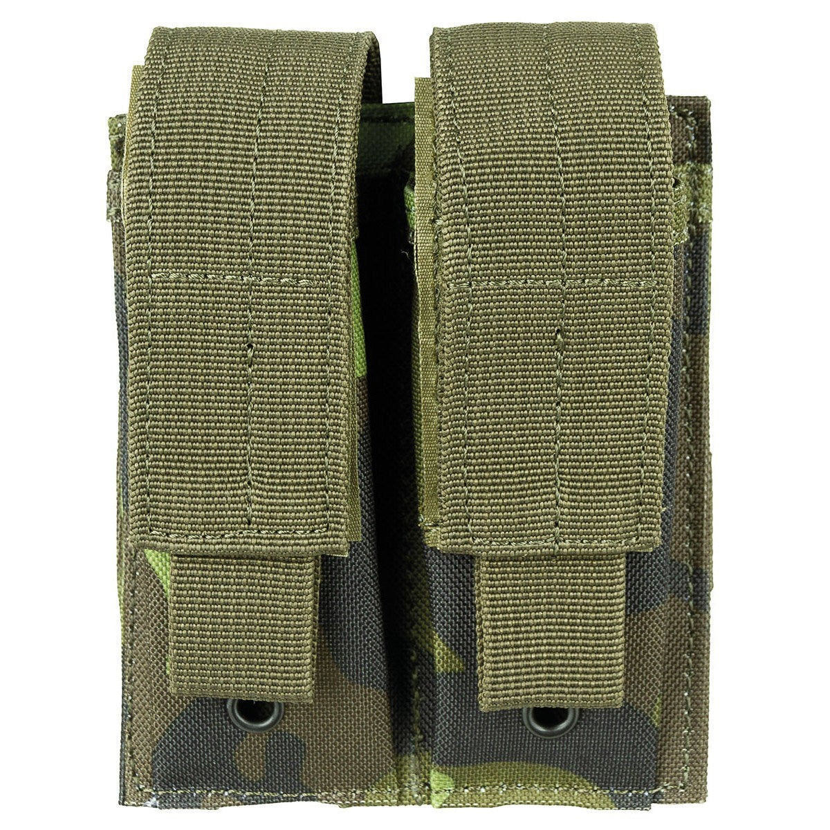 Funda MOLLE para dos cargadores de pistola, color negra, cierre de velcro