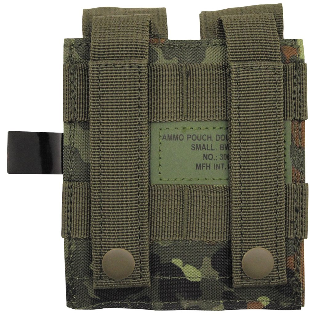 Funda MOLLE para dos cargadores de pistola, color negra, cierre de velcro