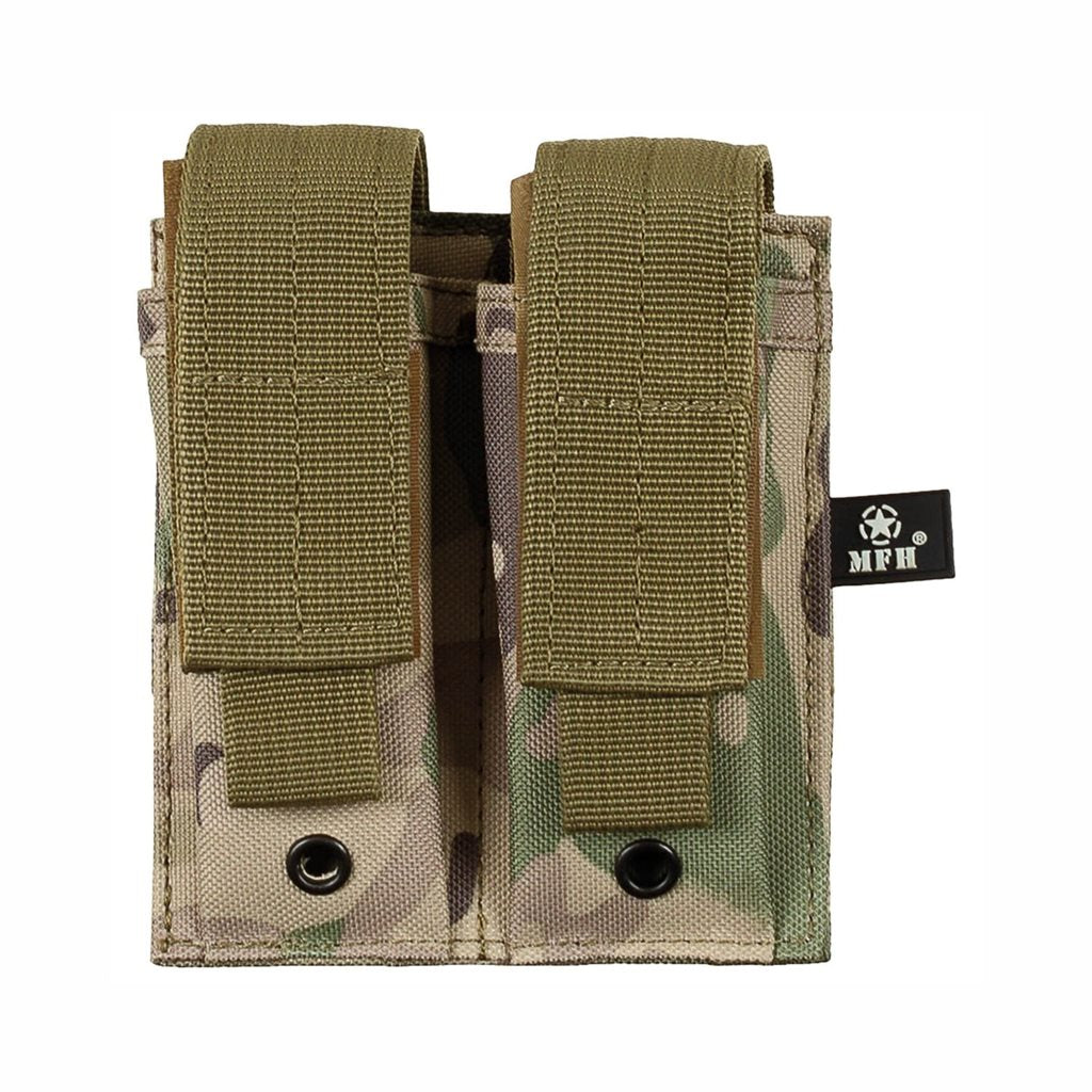 Funda MOLLE para dos cargadores de pistola, color negra, cierre de velcro