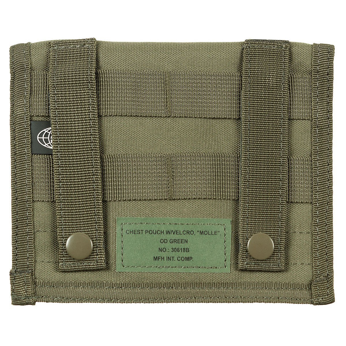 Funda MOLLE de pecho negra para documentos, 100% nylon, cierre velcro, 18 x 14 cm