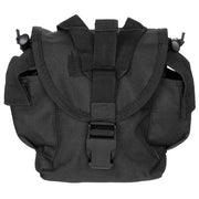 Funda MOLLE para botella 1L negra, compatible MOLLE, con dos tiras de sujeción y opción de montaje en cinturón