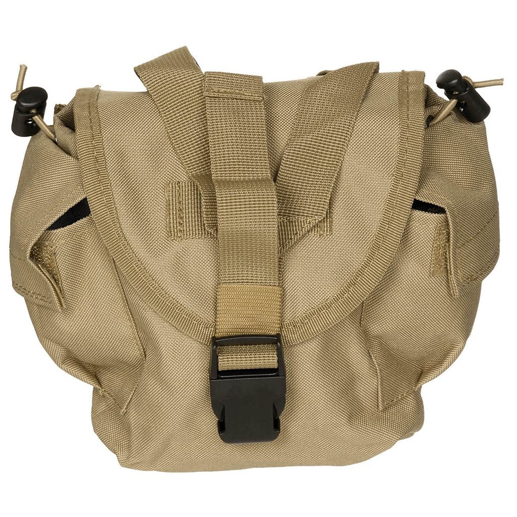 Funda MOLLE para botella 1L negra, compatible MOLLE, con dos tiras de sujeción y opción de montaje en cinturón
