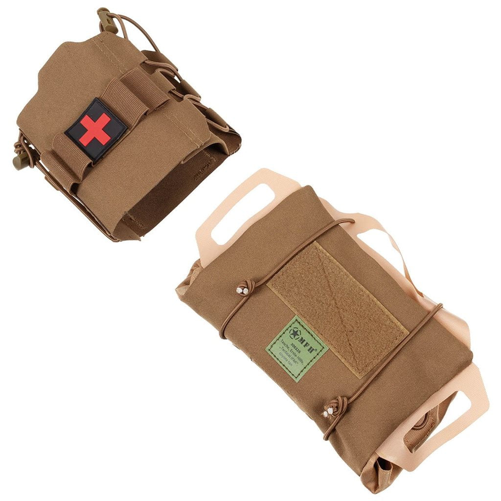 Funda táctica IFAK COYOTE en color coyote, dos piezas compatible con MOLLE/PALS para equipo de primeros auxilios