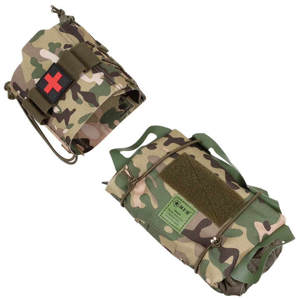 Funda táctica IFAK COYOTE en color coyote, dos piezas compatible con MOLLE/PALS para equipo de primeros auxilios