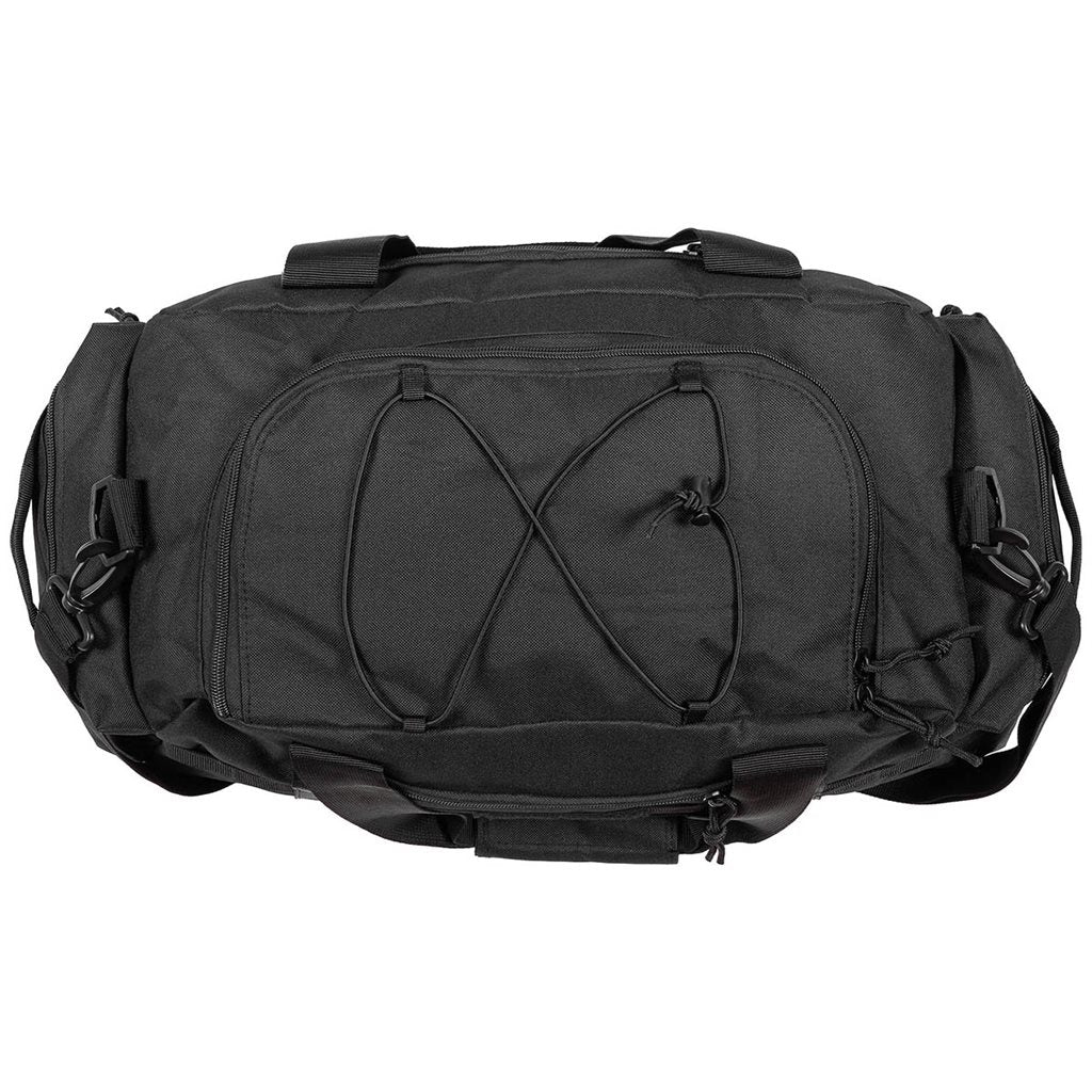 Bolsa de transporte Operation 30 negra con correa estilo aviator vista frontal