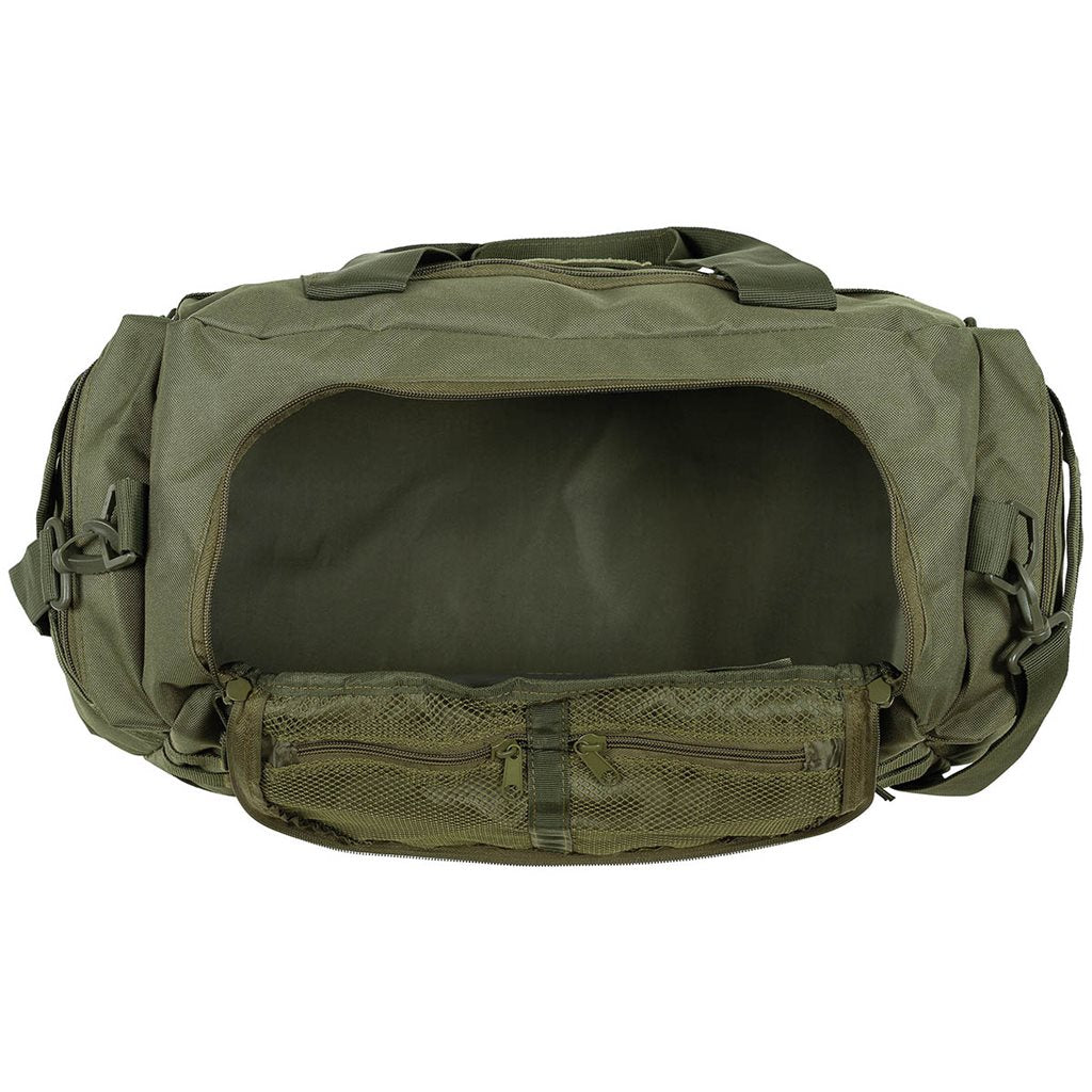 Bolsa de transporte Operation 30 negra con correa estilo aviator vista frontal