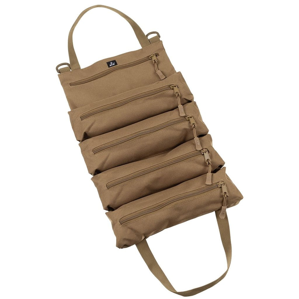 Bolsa Bushcraft negra con organizador y cinco bolsillos con cremallera