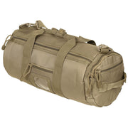 Bolsa pequeña RUND MOLLE color coyote, diseño cilíndrico compatible con sistemas MOLLE