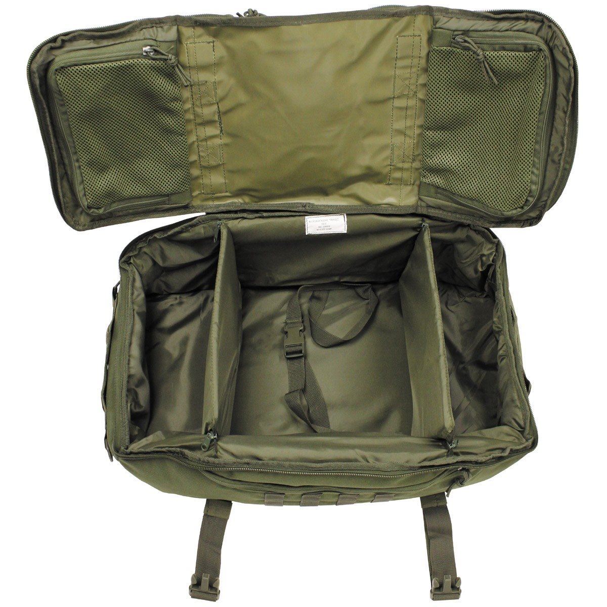 Bolsa TRAVEL MOLLE negra convertible en mochila, aprox. 48 L, 62x25x35 cm
