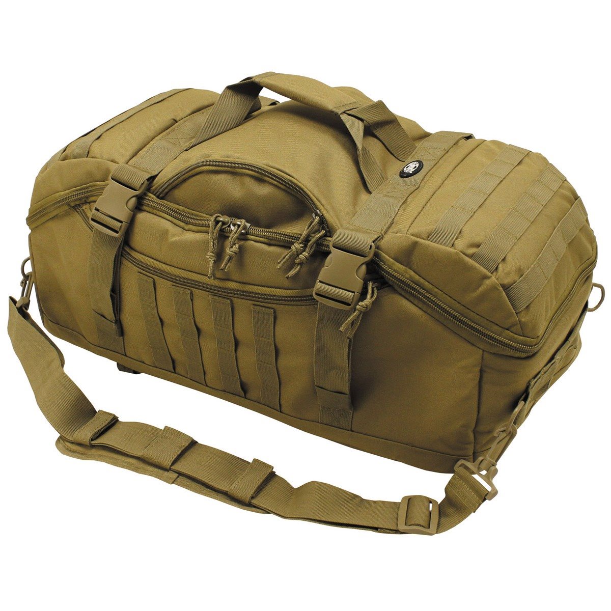 Bolsa de viaje convertible en mochila TRAVEL MOLLE COYOTE, 48 litros, 62 x 25 x 35 cm