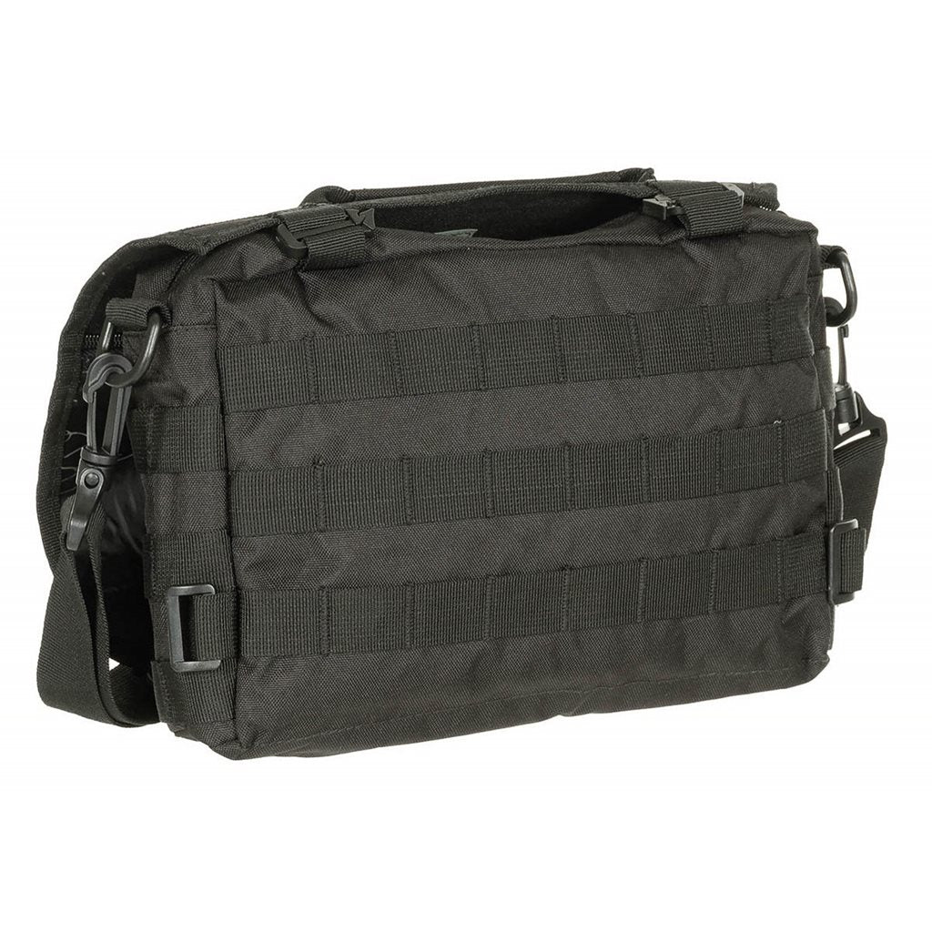 Bolsa bandolera negra con sistema MOLLE, 28 x 19 x 6,5 cm, 100% poliéster