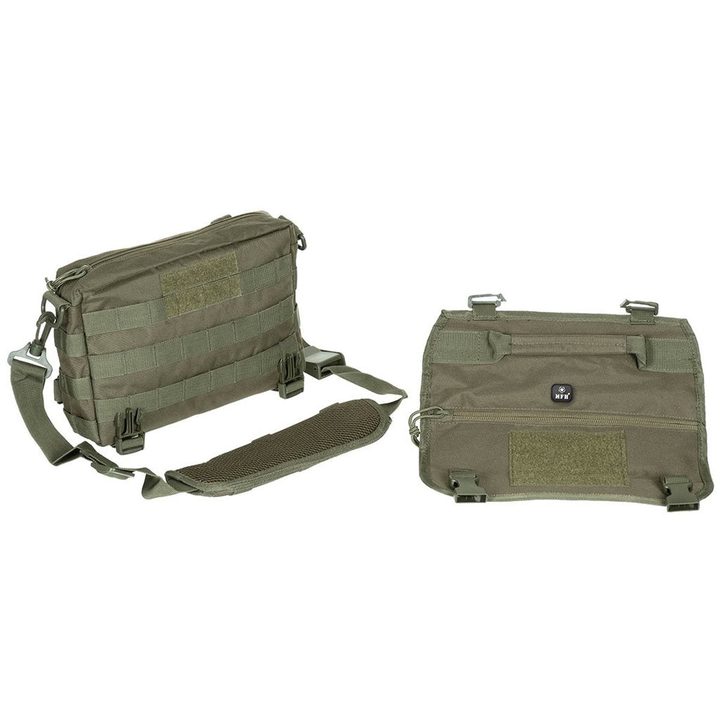 Bolsa bandolera negra con sistema MOLLE, 28 x 19 x 6,5 cm, 100% poliéster