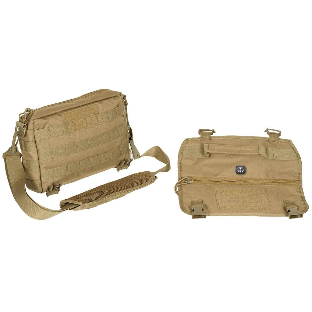 Bolsa bandolera negra con sistema MOLLE, 28 x 19 x 6,5 cm, 100% poliéster