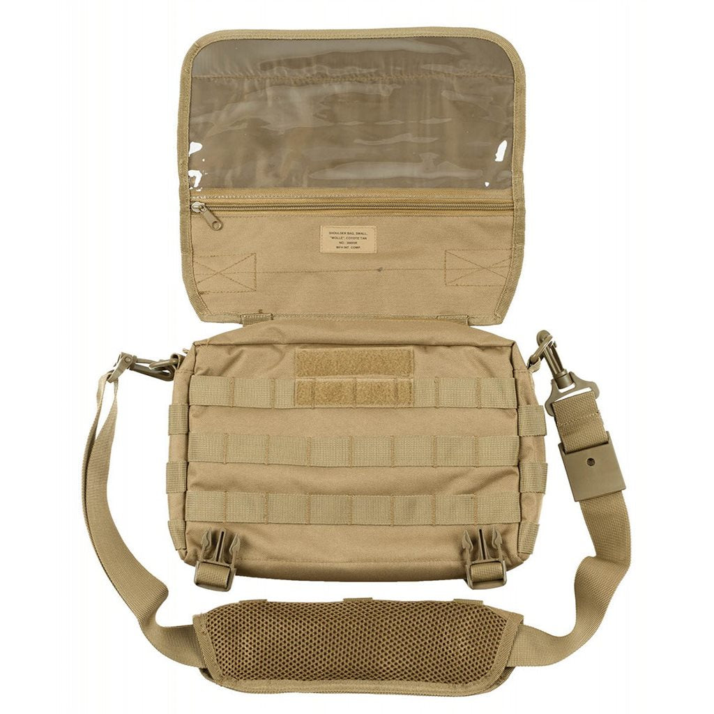 Bolsa bandolera negra con sistema MOLLE, 28 x 19 x 6,5 cm, 100% poliéster