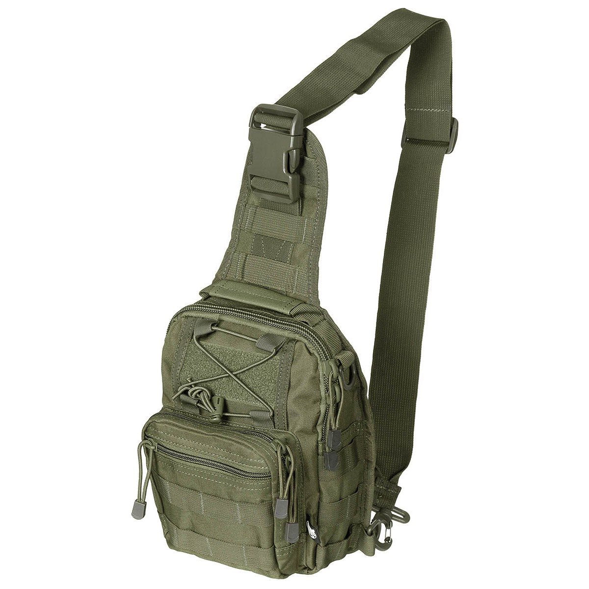 Bolsa de hombro MOLLE negra, pequeña, con correa para llevar en un solo hombro