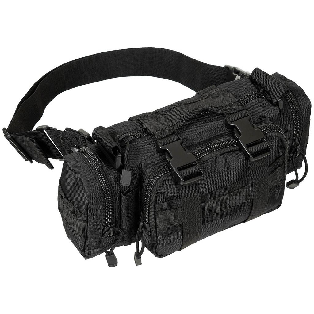 Riñonera táctica multifuncional UNI negra con correa ancha desmontable
