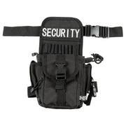 Riñonera SECURITY negra con logo en velcro, 7 compartimentos y soporte para 10 bolígrafos, 100% poliéster
