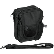 Bolso bandolera negro con correa extraíble y 6 bolsillos, 13x18x8 cm