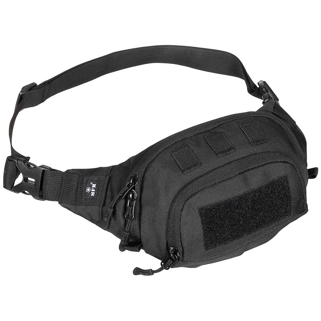 Riñonera táctica negra con panel Velcro