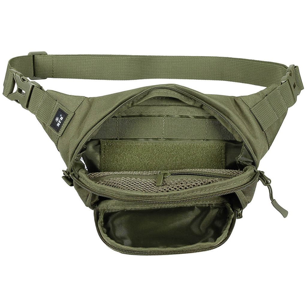 Riñonera táctica verde con panel VELCRO
