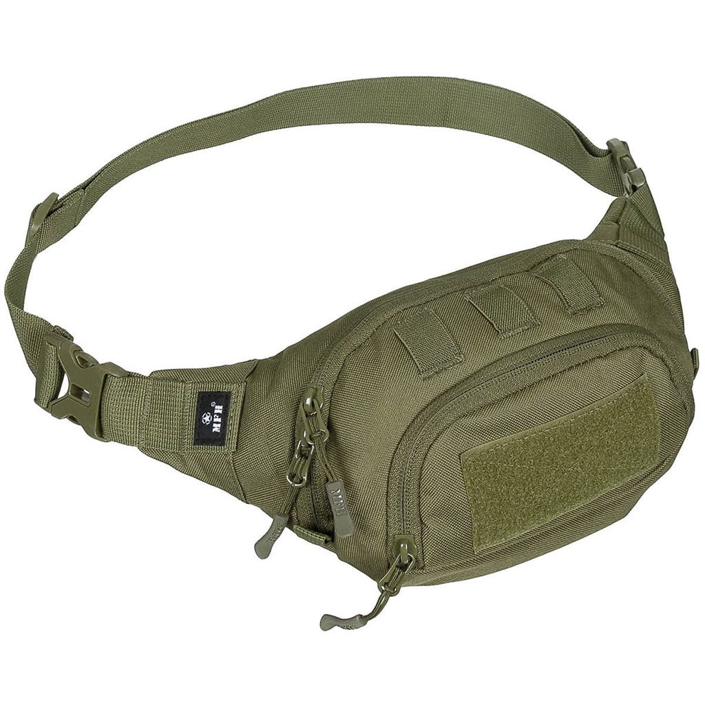 Riñonera táctica verde con panel VELCRO
