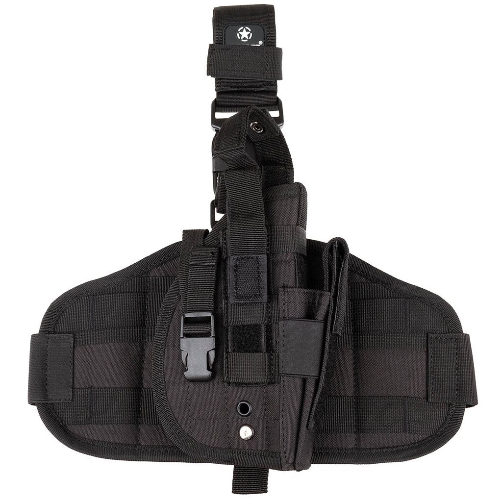 Funda pistolera de muslo MOLLE Flecktarn con correas FASTEX y bolsillos para tres cargadores