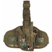 Funda pistolera de muslo MOLLE Flecktarn con correas FASTEX y bolsillos para tres cargadores