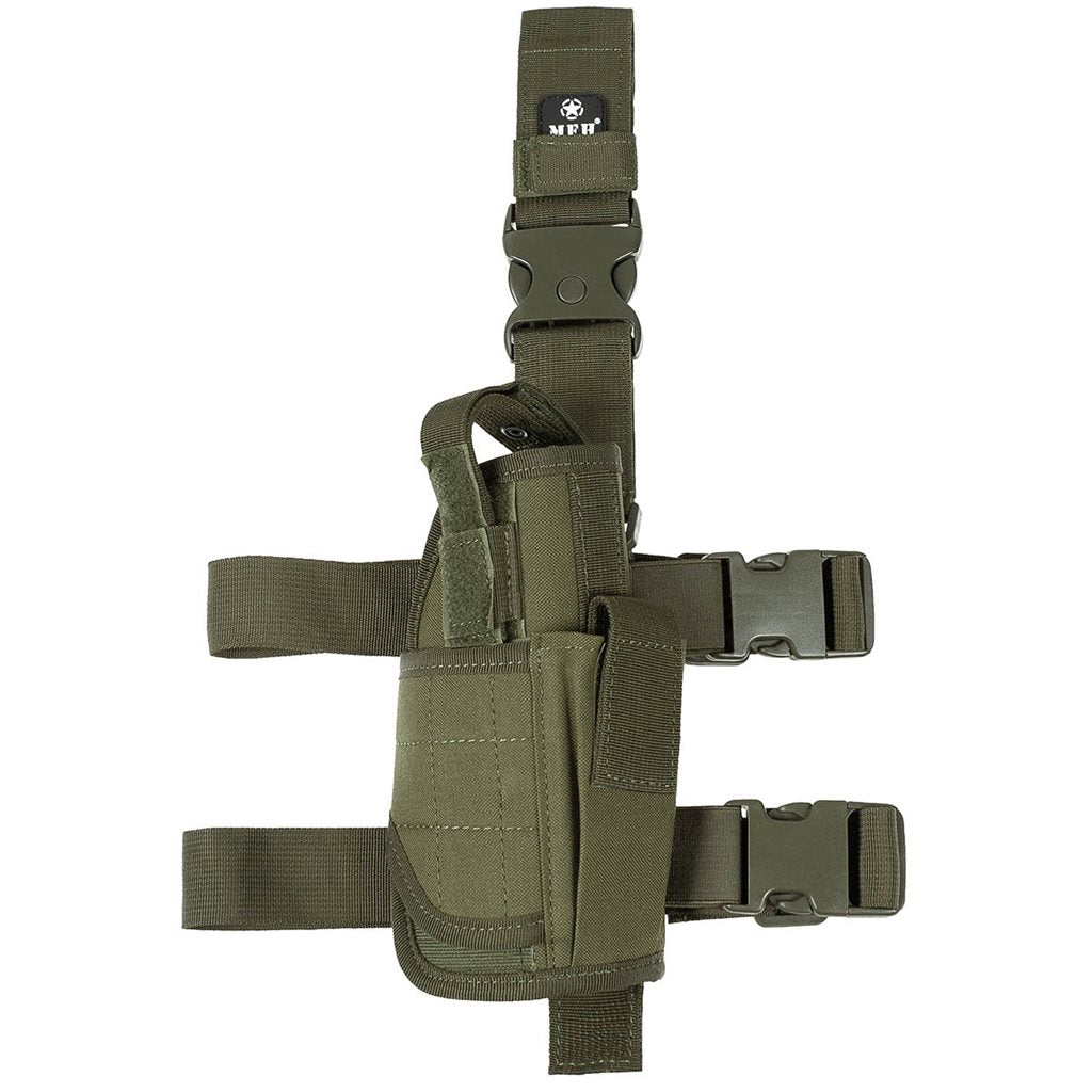 Funda muslera para pistola derecha negra con bolsillos para tres cargadores y correas ajustables FASTEX