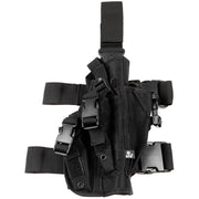 Funda pistola muslo derecho negra con 3 compartimentos para cargadores, correas ajustables y hebillas FASTEX