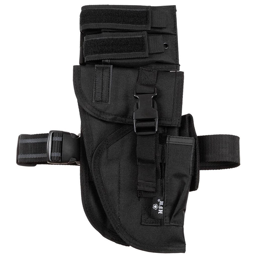 Funda muslera táctica negra para pistola y cargadores, mano derecha