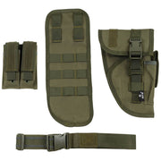 Funda táctica de muslo derecha verde para pistola y cargadores (30716B)