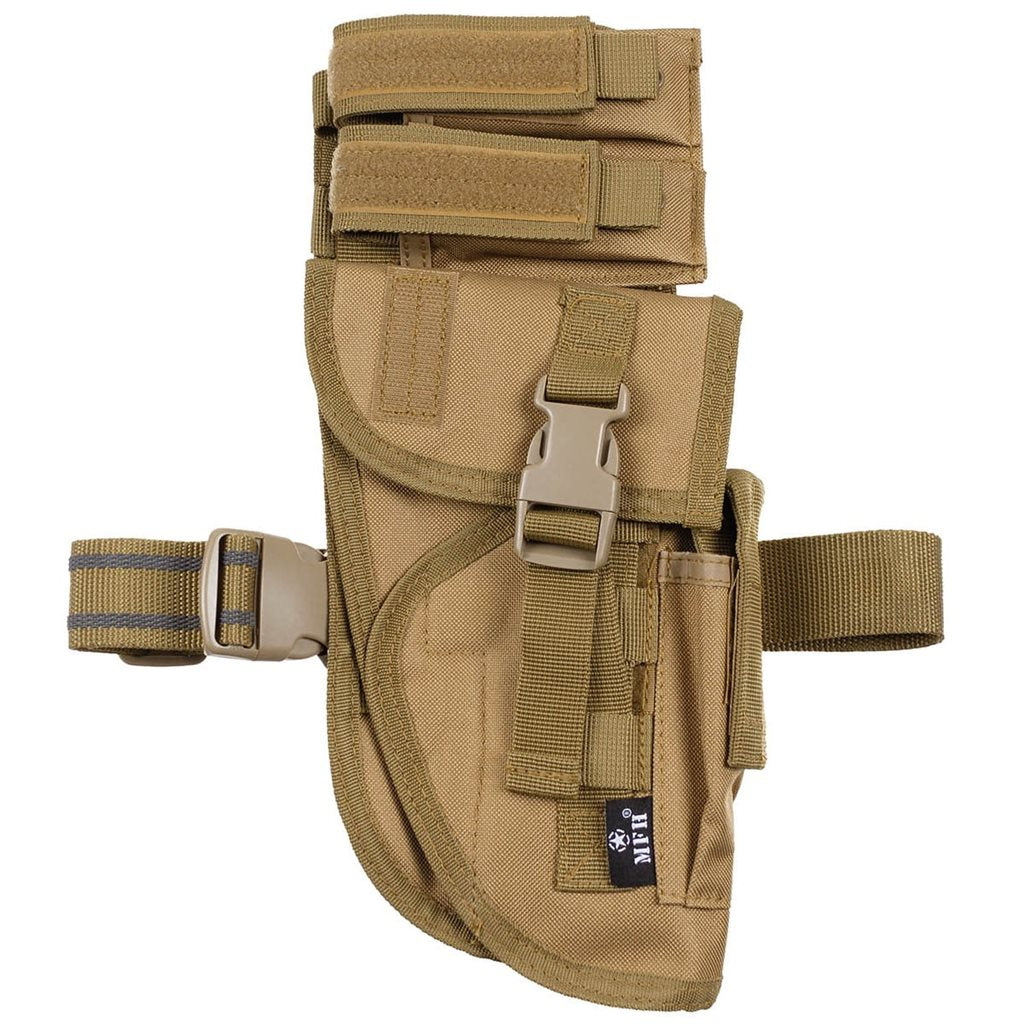 Funda táctica de muslo derecha COYOTE para pistola y cargadores