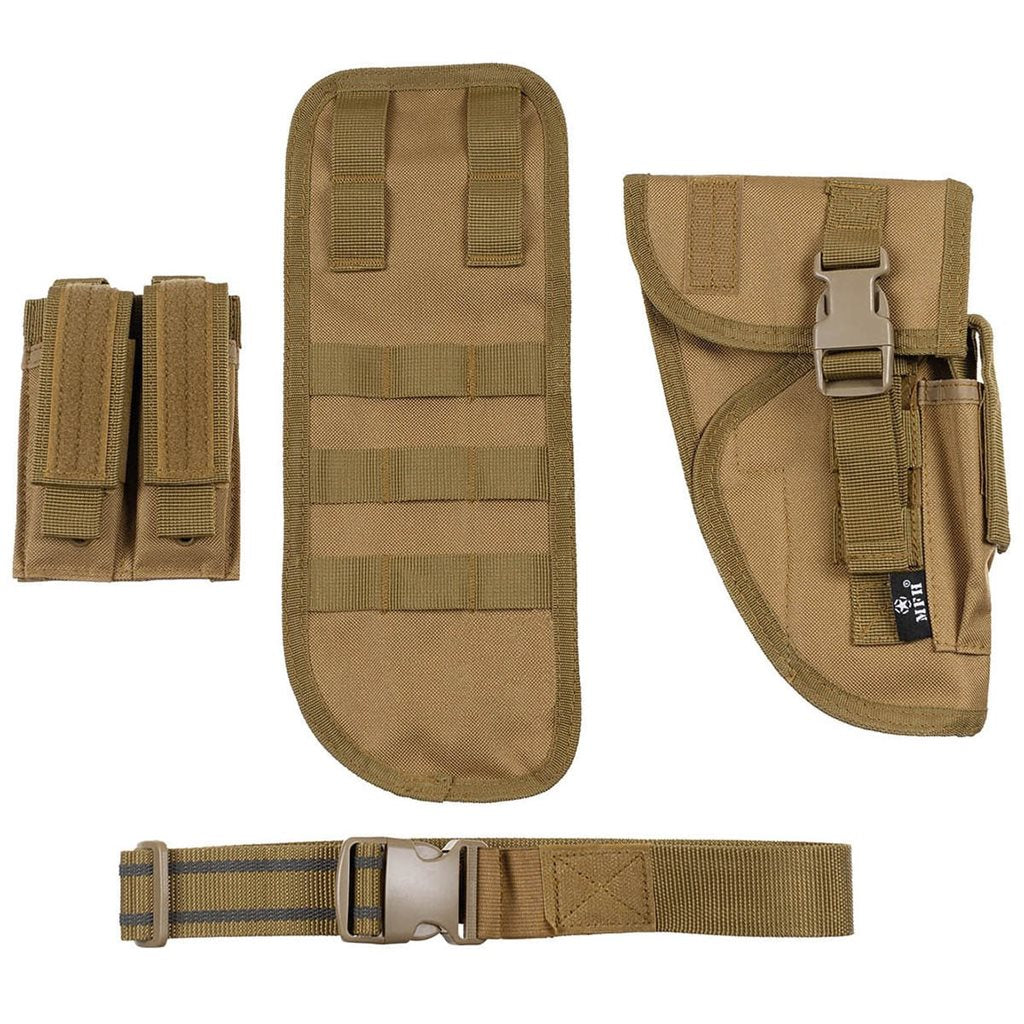 Funda táctica de muslo derecha COYOTE para pistola y cargadores