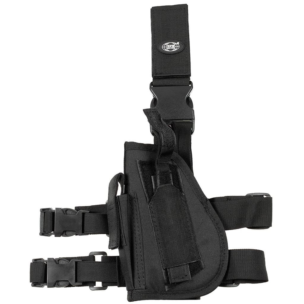 Funda muslera izquierda negra para arma, imagen del producto.
