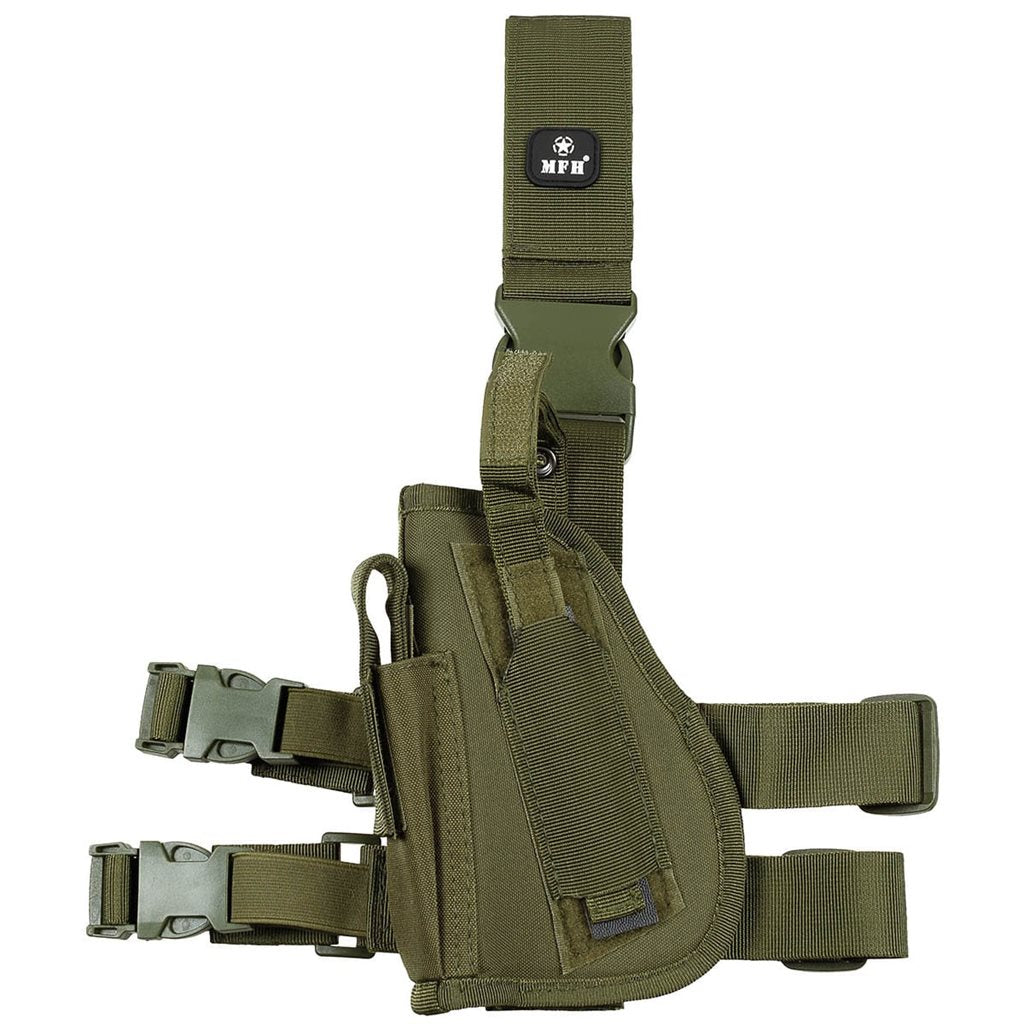 Funda muslera izquierda negra para arma, imagen del producto.